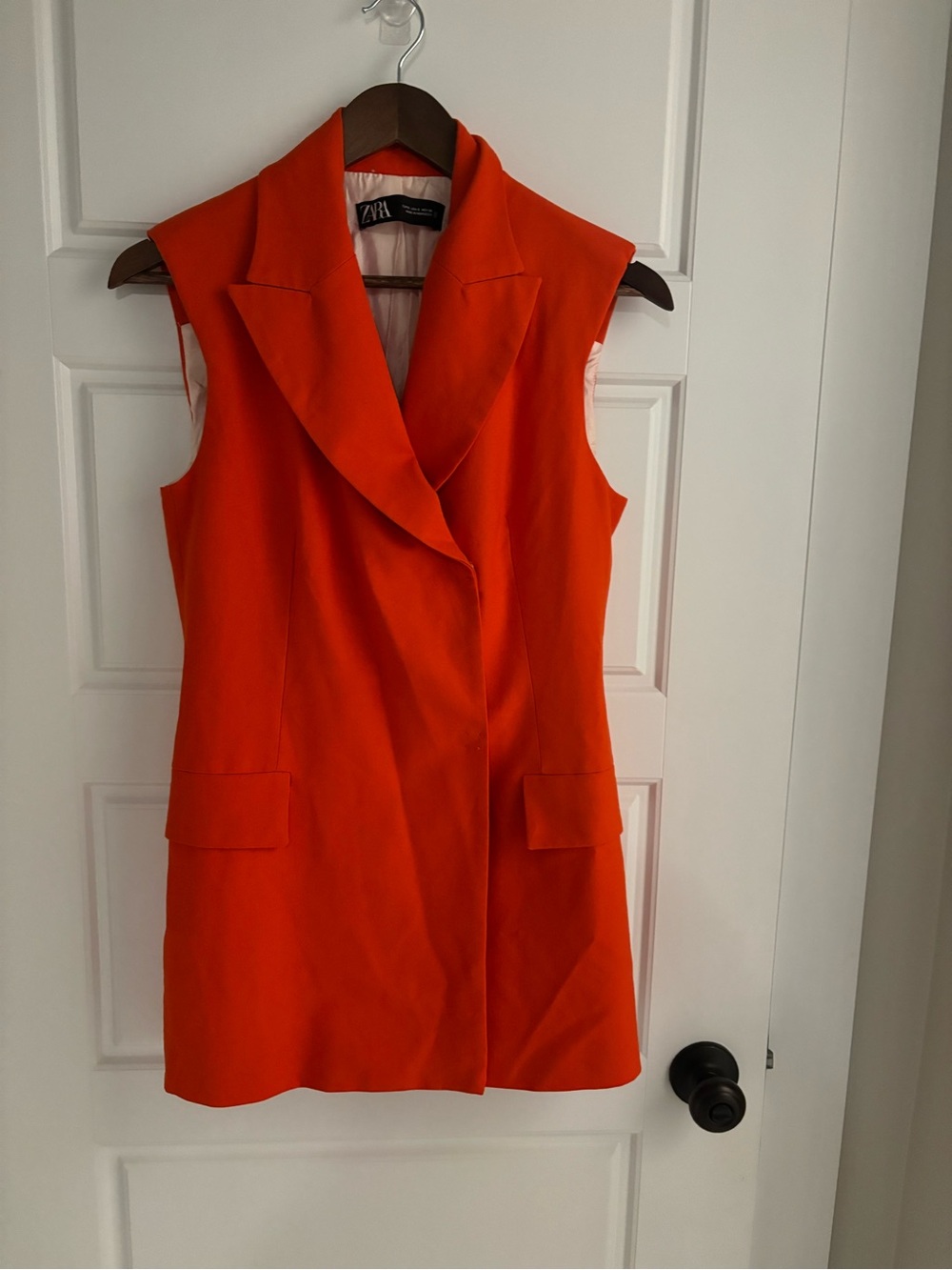 Zara Vibrant Orange Sleeveless Blazer Vest